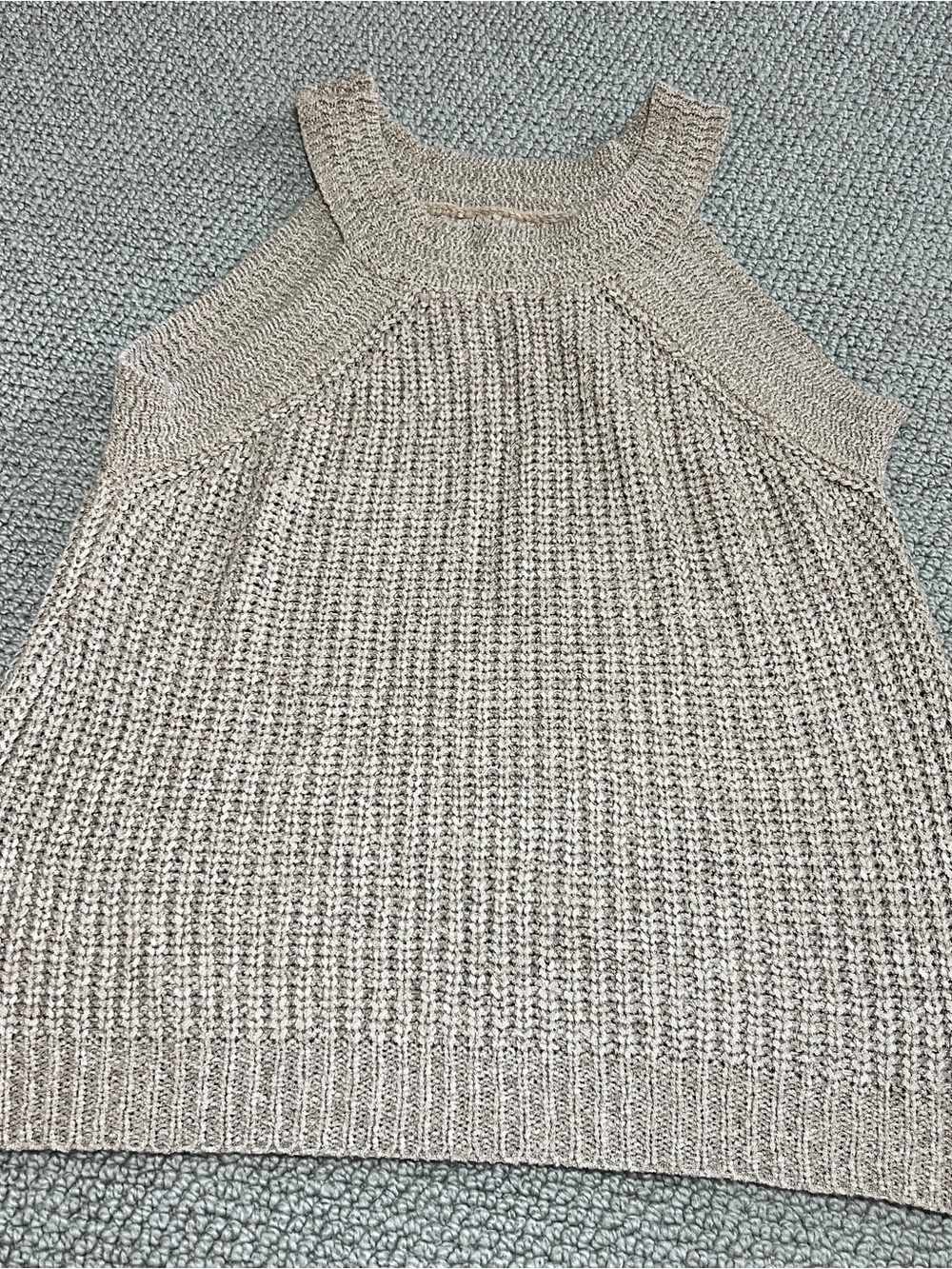 Sleeveless Knit Halter Sweater Tank in Beige-size small